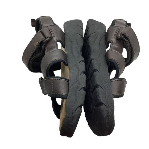 Outland Mens Size 9 Strappy Sandals Brown Faux‎ Leather Padded Casual Comfort - Picture 3 of 11